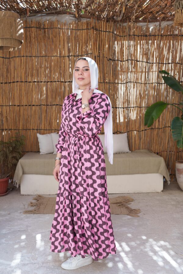 Satan Pink Printed Dress - Image 5