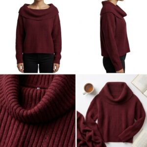 Soft Knitted Pullover Wide Neckline 